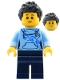 Minifig No: bdp074  Name: Exhibition Staff - Male, Bright Light Blue Hoodie, Dark Blue Legs