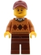 Minifig No: bdp079  Name: Visitor - Male, Medium Nougat Argyle Sweater, Reddish Brown Legs