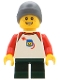 Minifig No: bdp080  Name: Boy - Space Shirt, Dark Green Short Legs, Dark Bluish Gray Beanie