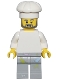 Minifig No: bdp095  Name: 1950s Diner Chef - Plain White Torso, Light Bluish Gray Legs with Paint Splotches, White Chef Toque