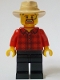 Minifig No: bdp119  Name: General Store Carriage Driver - Male, Red Plaid Flannel Shirt, Black Legs, Tan Fedora