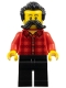 Minifig No: bdp124  Name: Train Worker - Red Plaid Flannel Shirt, Black Legs, Moustache, and Hair