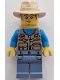 Minifig No: bdp139  Name: Passenger - Male, Dark Tan Vest over Dark Azure Shirt, Sand Blue Legs with Pockets, Tan Fedora Hat