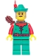 Minifig No: bdp168  Name: Forest Stronghold Forestman - Red, Green Hat, Red Feather, Quiver, Sideburns