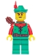 Minifig No: bdp177  Name: Forest Stronghold Forestman - Red, Green Hat, Red Feather, Quiver, Stubble