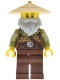 Minifig No: bdp189  Name: Riverside Scholars - Male, Leather Armor, Reddish Brown Legs, Tan Conical Hat, Light Bluish Gray Beard
