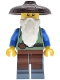 Minifig No: bdp190  Name: Riverside Scholars - Male, Sand Green Vest, Reddish Brown Apron, Sand Blue Legs, Dark Brown Conical Hat, White Beard