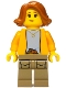 Minifig No: bdp206  Name: Merchant Boat - Female, Bright Light Orange Jacket, Dark Tan Legs with Pockets, Dark Orange Hair