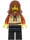 Minifig No: bdp214  Name: Peasant - Male, Tan Vest, Black Legs, Reddish Brown Hood, Dark Tan Backpack