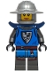 Minifig No: bdp218  Name: Black Falcon - Female, Pearl Dark Gray Detailed Legs, Flat Silver Helmet with Broad Brim, Dark Blue Shoulder Pads