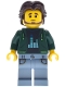 Minifig No: bdp227 Name: Antique Shop - Male, Dark Green Hoodie, Sand Blue Legs with Pockets, Dark Brown Short Wavy Hair Minifig No: bdp227 Name: Antique Shop - Male, Dark Green Hoodie, Sand Blue Legs with Pockets, Dark Brown Short Wavy Hair