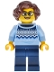 Minifig No: bdp228 Name: Antique Shop - Female, Bright Light Blue Knit Fair Isle Sweater, Dark Blue Legs, Reddish Brown Wavy Hair Minifig No: bdp228 Name: Antique Shop - Female, Bright Light Blue Knit Fair Isle Sweater, Dark Blue Legs, Reddish Brown Wavy Hair