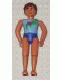 Minifig No: belvMale14  Name: Belville Male - Light Blue Shirt with Net and Seashell Pattern, Blue Swimsuit, Brown Hair