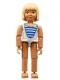 Minifig No: belvfemale11  Name: Belville Female - White Swimsuit with Blue Stripes, Short Light Yellow Hair