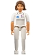 Minifig No: belvfemale13  Name: Belville Female - Medic, White Pants, White Shirt with EMT Star of Life Pattern, Brown Hair
