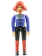 Minifig No: belvfemale14  Name: Belville Female - Witch, Black Shorts, Violet Shirt with Bones Pattern, Red Hair