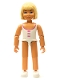 Minifig No: belvfemale20  Name: Belville Female - White Swimsuit with Dark Pink Bows Pattern, Light Yellow Hair