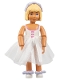 Minifig No: belvfemale20a  Name: Belville Female - White Swimsuit with Dark Pink Bows Pattern, Light Yellow Hair, Skirt Short, Headband, Light Violet Bows