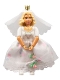 Minifig No: belvfemale26a  Name: Belville Female - White Top with Green Leafy Collar Pattern, Light Yellow Hair, Skirt Long, Veil, Crown