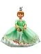 Minifig No: belvfemale31a  Name: Belville Female - Princess Flora Medium Green Top with Skirt, Crown