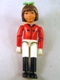 Minifig No: belvfemale37a  Name: Belville Female - Horse Rider, White Shorts, Red Shirt, Brown Hair, Bow
