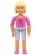 Minifig No: belvfemale38  Name: Belville Female - Light Violet Shorts, Dark Pink Shirt with String Bow, Light Yellow Hair