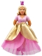 Minifig No: belvfemale39b  Name: Belville Female - Princess, Pink Top, Yellow Hair, Dark Pink Shoes, Skirt Long, Crown