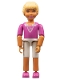 Minifig No: belvfemale40  Name: Belville Female - Princess Vanilla Dark Pink Top with V-neck and Rosettes Inset Pattern
