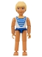 Minifig No: belvfemale44  Name: Belville Female - Laura - White/Blue Swimsuit with Blue Stripes, Long Light Yellow Hair