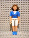 Minifig No: belvfemale47  Name: Belville Female (Iris/Victoria) - Blue Top with Check Pattern Pocket with Mouse, Brown Hair