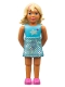 Minifig No: belvfemale48a  Name: Belville Female - Bright Light Blue Swimsuit with Yellow and Magenta Stars, Skirt Short
