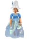 Minifig No: belvfemale49a  Name: Belville Female - Stella, Medium Blue Top with Silver Stars, White Hair, Skirt Long, Hat with Flower