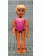 Minifig No: belvfemale53  Name: Belville Female - Girl with Dark Pink Swimsuit with Starfish and Shells Pattern, Light Yellow Hair Braided