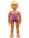 Minifig No: belvfemale53  Name: Belville Female, Child Girl  - Dark Pink Swimsuit with Starfish / Sea Stars and Seashells Pattern, Very Light Orange Hair (4111838)