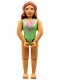 Minifig No: belvfemale55  Name: Belville Female - Light Green Swimsuit with Seashell Pattern, Reddish Brown Hair
