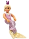 Minifig No: belvfemale56a  Name: Belville Female - Pink Swimsuit with Seashell Pattern, Yellow Hair - WITH Fishtail