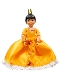 Minifig No: belvfemale57a  Name: Belville Female - Orange Top with Floral Garland with Butterfly and Ribbon Pattern and Orange Skirt, Crown (Rosita)