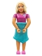 Minifig No: belvfemale66a  Name: Belville Female - Magenta Top with Flowers on Shoulder Pattern, Dark Pink Shoes, Tan Hair, Skirt
