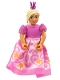 Minifig No: belvfemale71b  Name: Belville Female - Girl, Bright Pink Top, Magenta Shoes, Light Yellow Hair, Dress, Crown