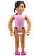 Minifig No: belvfemale72  Name: Belville Female - Girl with Bright Pink Top, Magenta Shoes and Long Black Hair