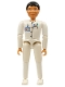 Minifig No: belvmale06  Name: Belville Male - Medic, White Pants, White Shirt with Badge, Pocket and 2 Pens, Black Hair