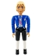 Minifig No: belvmale13  Name: Belville Male - White Shirt Blue Jacket with Purple Sash and Blue Bow, Black Breeches