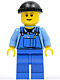 Minifig No: boat010  Name: Overalls with Tools in Pocket Blue, Black Knit Cap