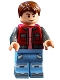 Minifig No: btf001  Name: Marty McFly - Red Vest with Pockets, Dark Bluish Gray Arms