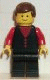 Minifig No: but002  Name: Shirt with 3 Buttons - Red, Red Arms, Black Legs, Brown Male Hair