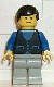 Minifig No: but003  Name: Shirt with 3 Buttons - Blue, Light Gray Legs, Black Male Hair