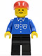 Minifig No: but012  Name: Shirt with 6 Buttons - Blue, Black Legs, Red Cap