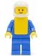 Minifig No: but018  Name: Shirt with 6 Buttons - Blue, Blue Legs, White Classic Helmet, Yellow Vest