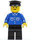 Minifig No: but021  Name: Shirt with 6 Buttons - Blue, Black Legs, Black Hat