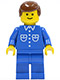 Minifig No: but022  Name: Shirt with 6 Buttons - Blue, Blue Legs, Brown Male Hair